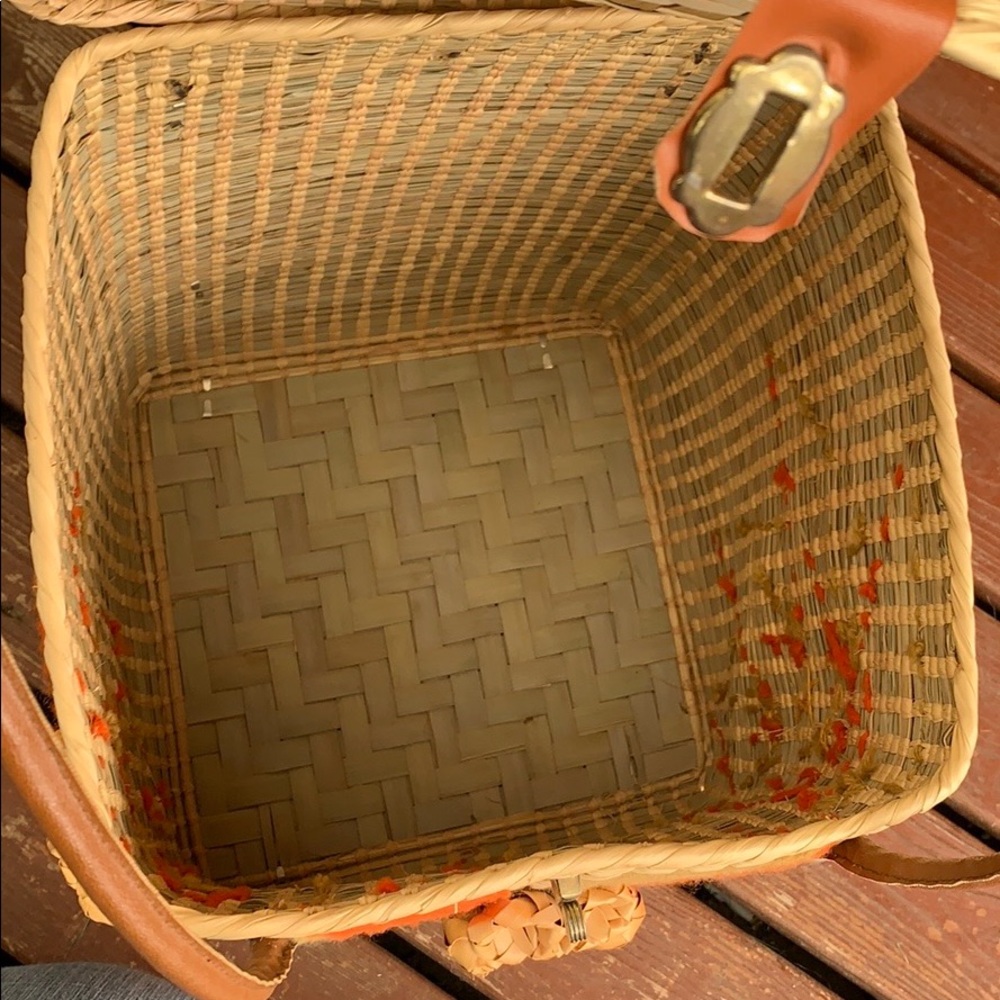 Beach Straw Wooven Square VTG basket Bag - Picture 8 of 8